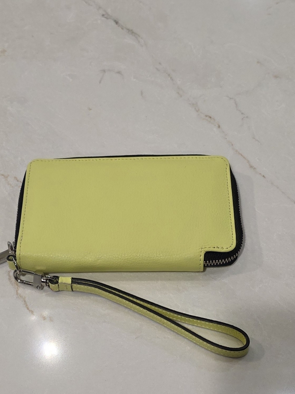 Halogen Lime/Yellow Zip Wallet With Wristlet Strap